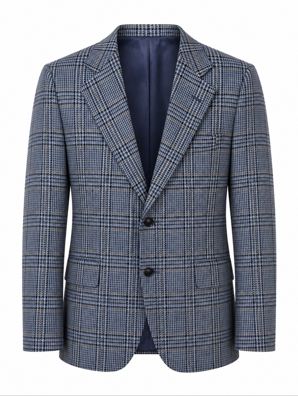 Vintage 70s Chester Barrie Houndstooth Cashmere Blazer 42S Blue Gray Double Vent